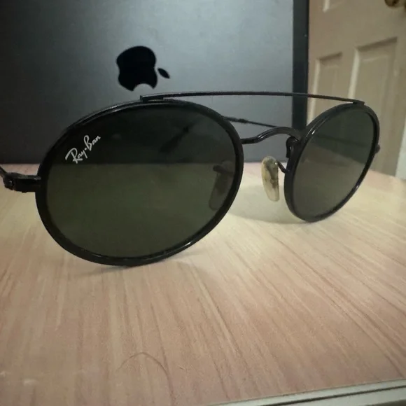 Ray-Ban Oval Double Bridge Unisex Sunglasses RB 3847-N, Black
